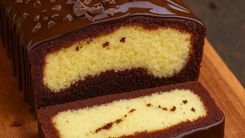 Bolo Mesclado com Ganache de Chocolate – Uma Delícia que Encanta Olhos e Paladar