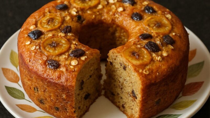 Bolo Saudável de Banana, Aveia e Frutas – Uma Delícia Prática e Nutritiva