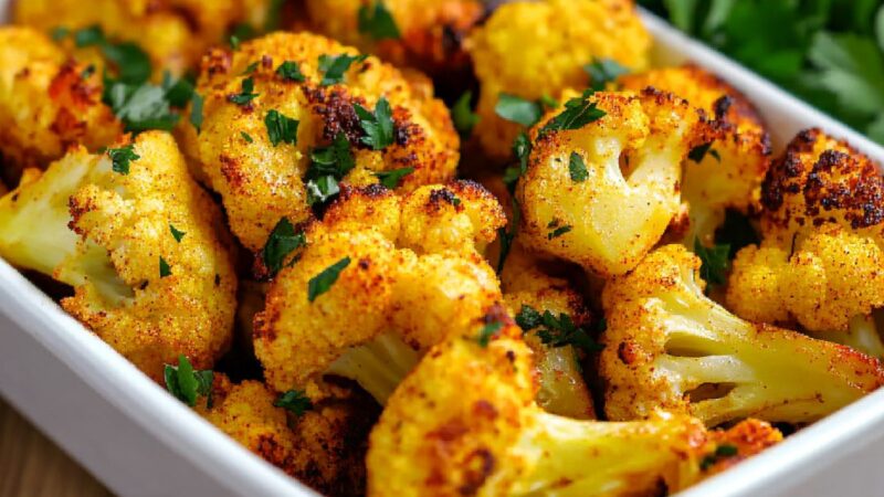 Couve-Flor Assada com Alho e Parmesão – Crocante, Douradinha