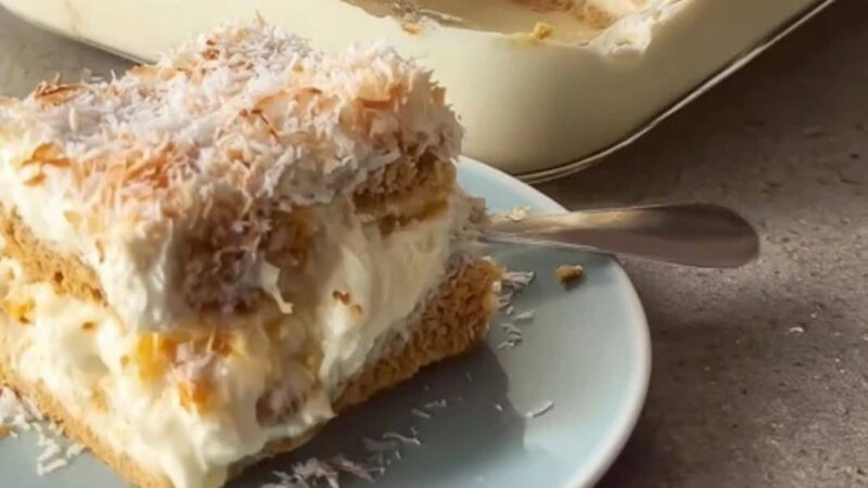 Sobremesa Cremosa de Coco com Bolacha – Parece Bolo, Mas Não É