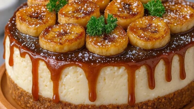 Torta de Banana Caramelizada com Maizena e Creme