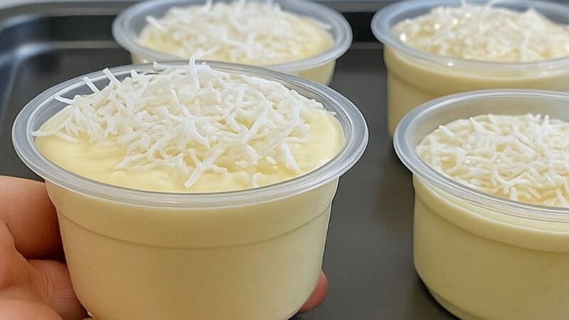 Creme Gelado de Coco Cremoso na Travessa e no Potinho